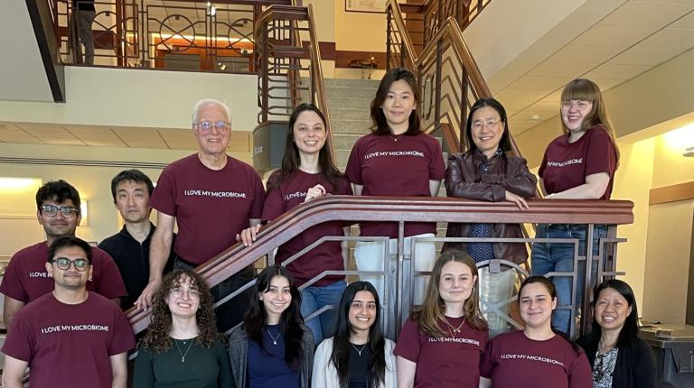 Blaser lab members wearing Microbiome shirts