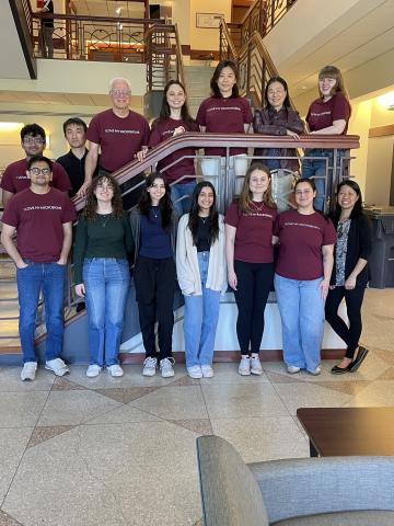 lab members wearing microbiome tshirt