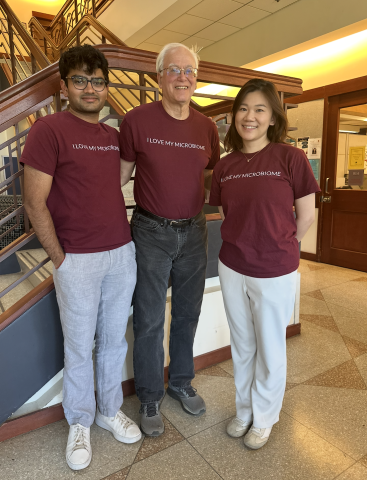 Prit, Marty and Meifan wearing microbiome tshirt