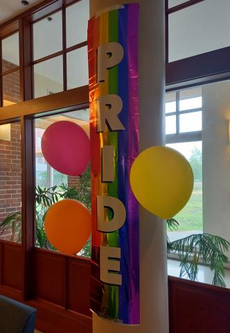 Pride banner and balloons