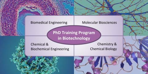 Scientific images representing each of the departments involved in program