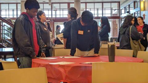 High School students in atrium