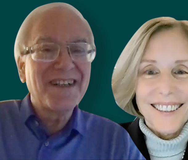 Martin Blaser and Ann Stock having a conversation.